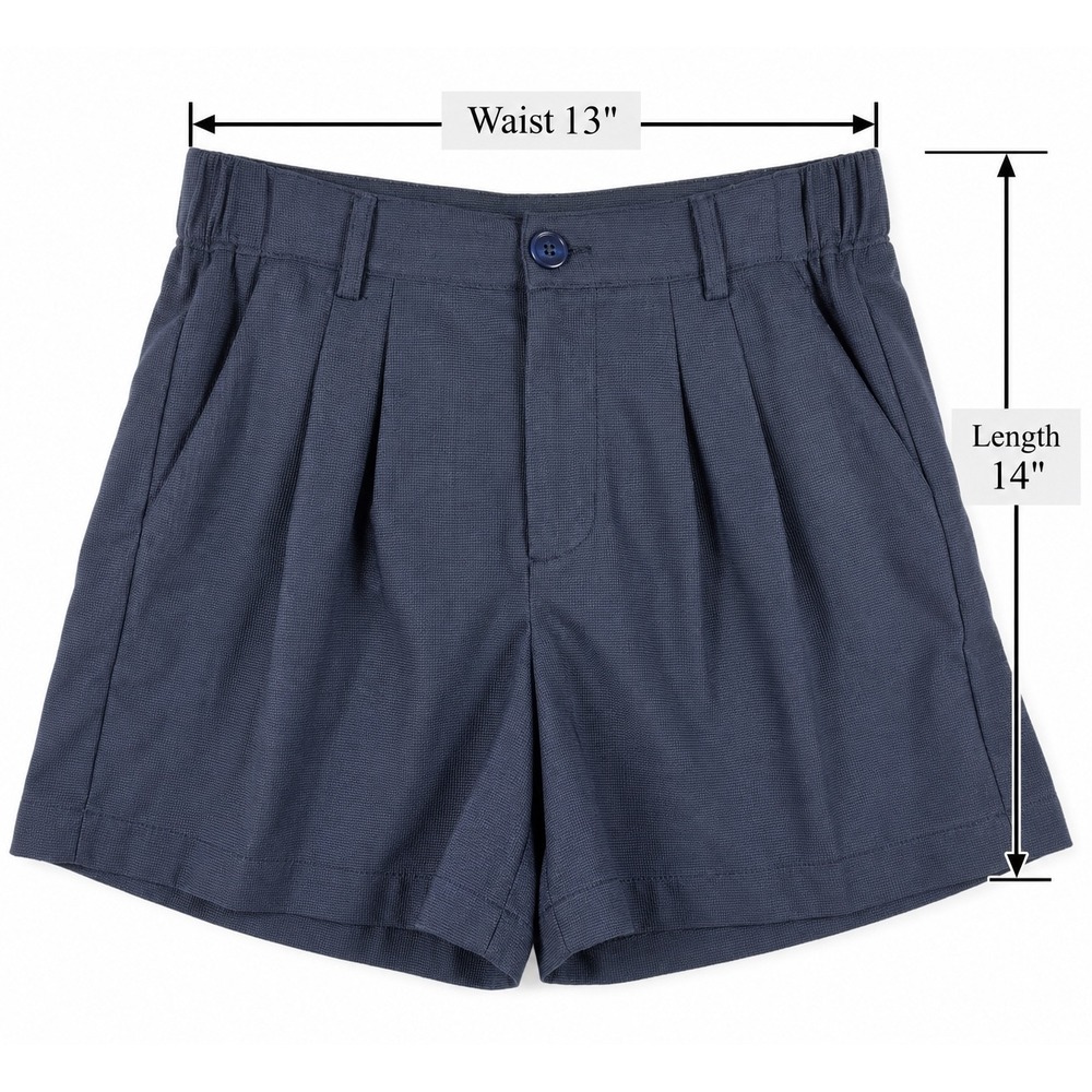 NWT European Summer Quiet Luxury Pleated Tailored Shorts M 6 Navy Minimalist - Picture 2 of 6